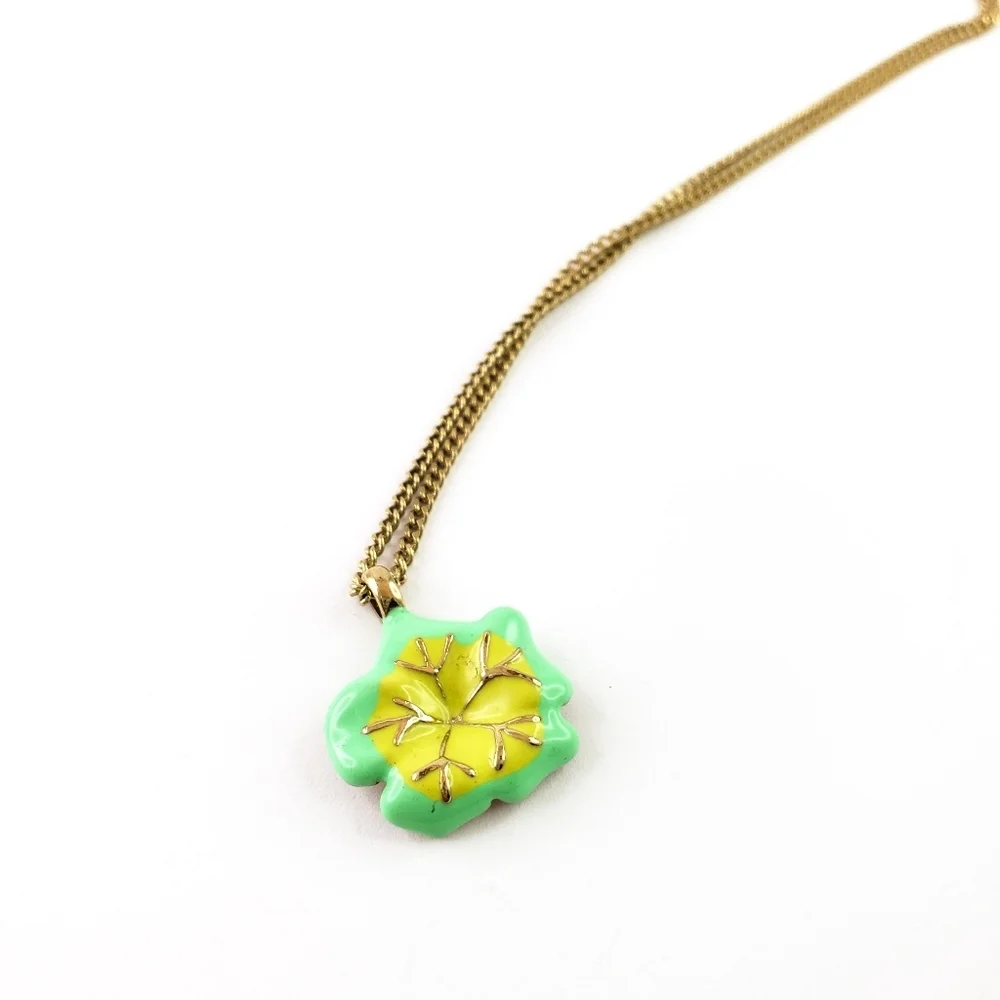 Crewcuts Flower Pendant Necklace Green Yellow Lime